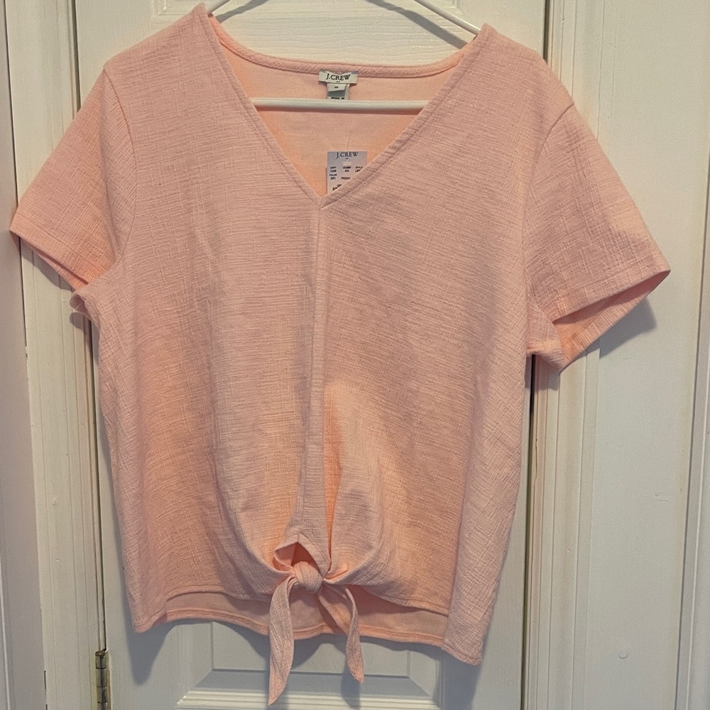 Ladies J Crew peach top with tie bow